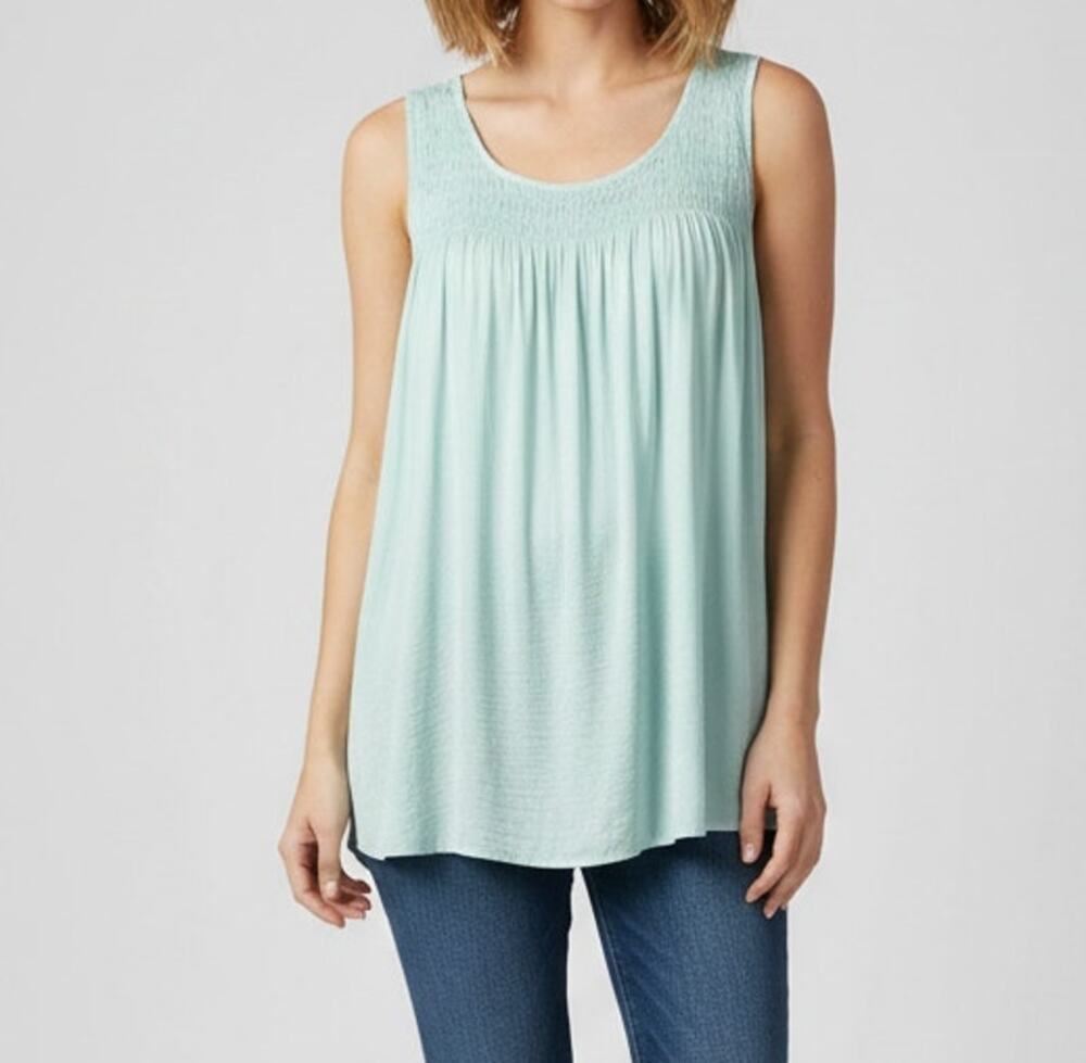 Somoma Womens XL Dusty Turquoise Boho Sleeveless Top